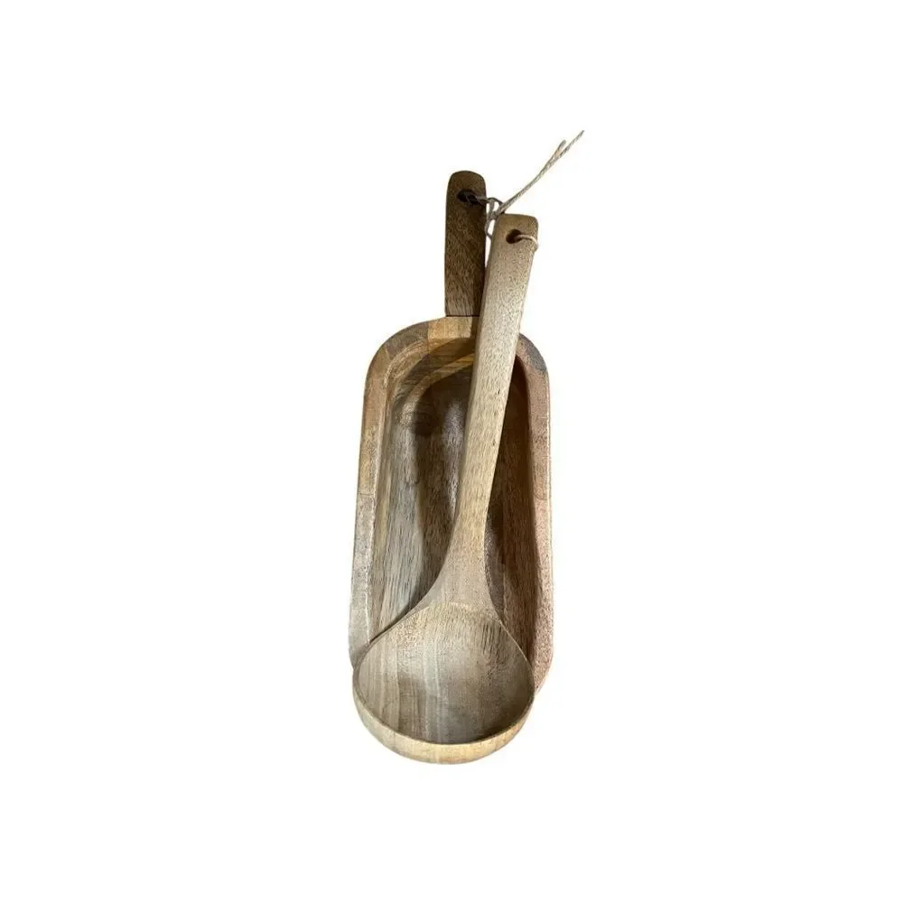 Rustic Wooden Spoon and Scoop Set